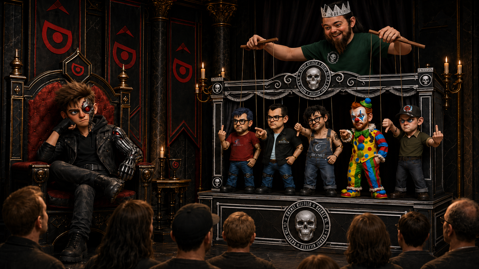 Satirical illustration of Kamikaze as a puppet master representing Soul's view of the campaign