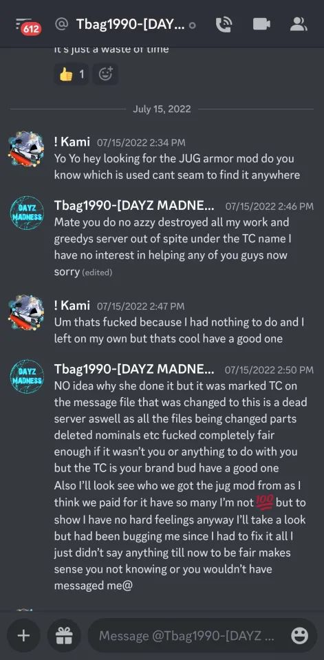 TBag FTP Kami blame