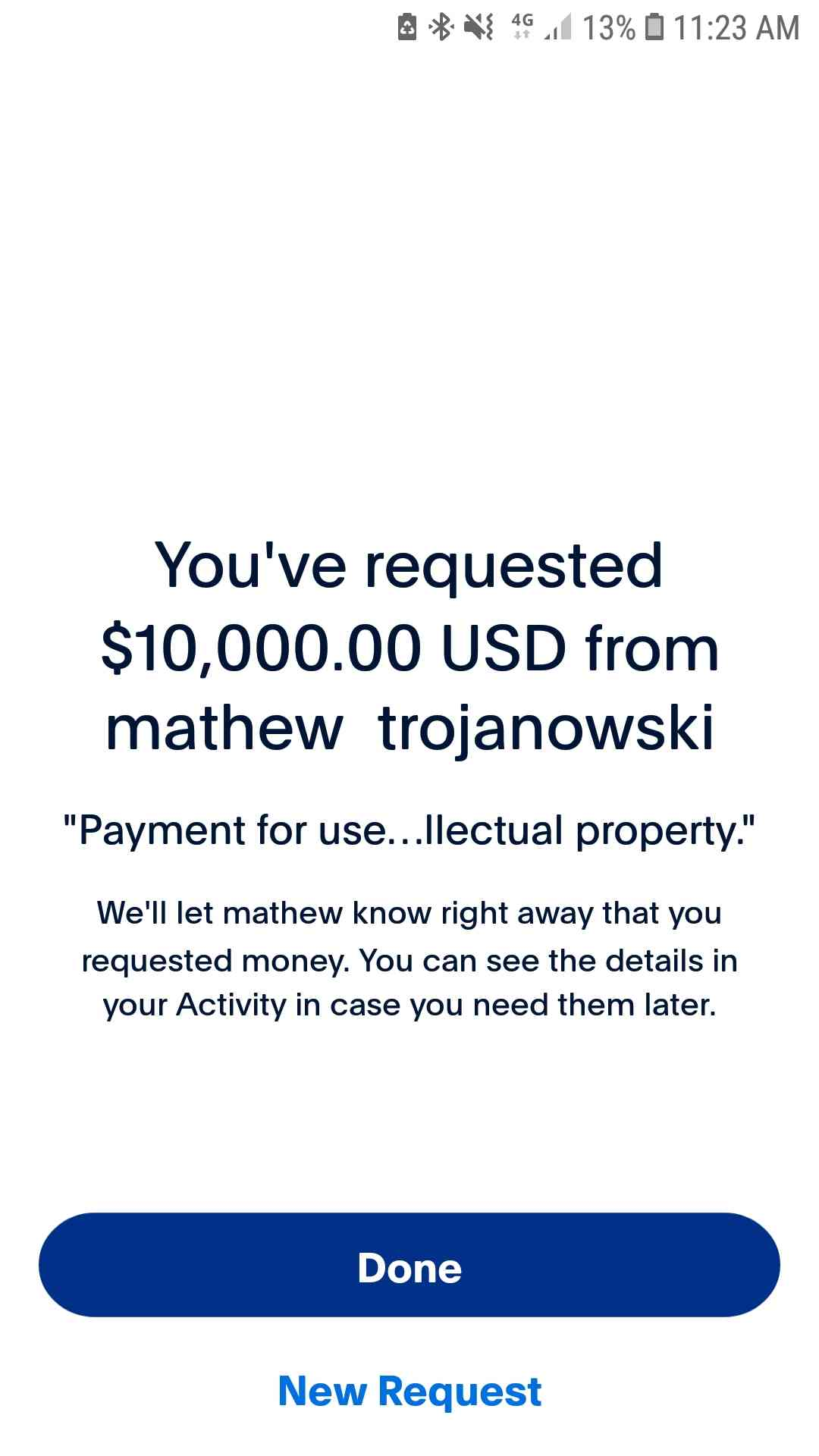 Kami PayPal $10000 request