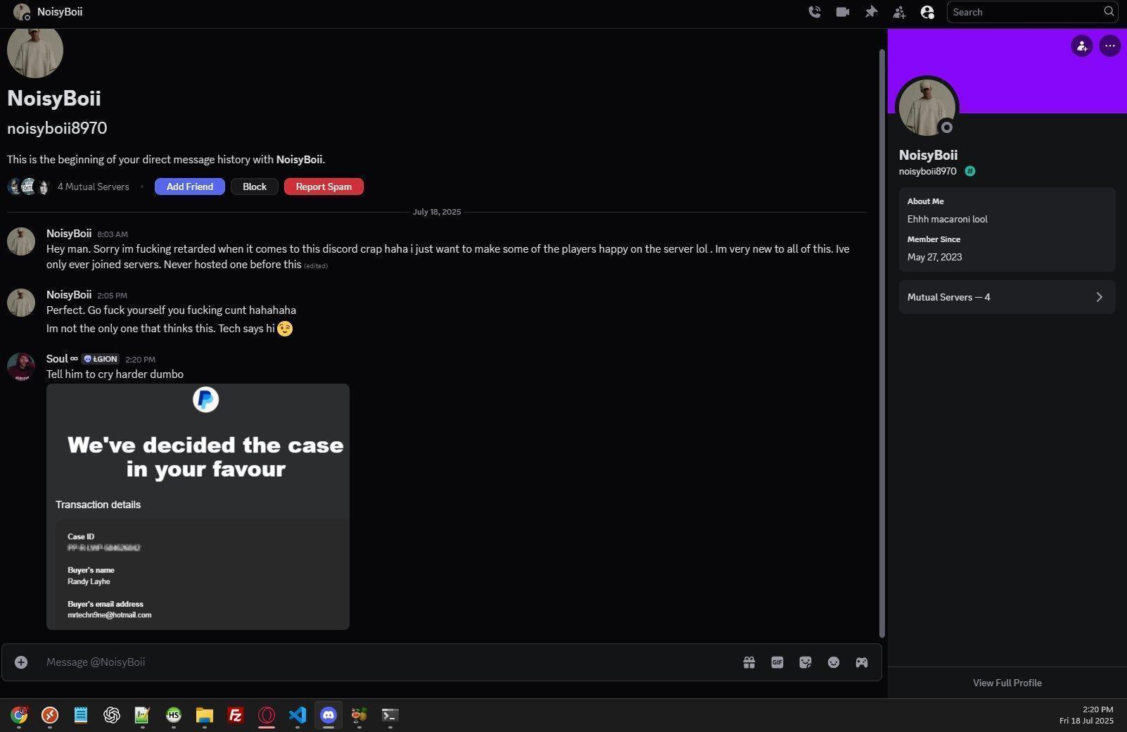 NoisySoii harassment
