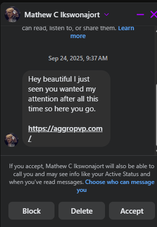 Mathew Facebook message