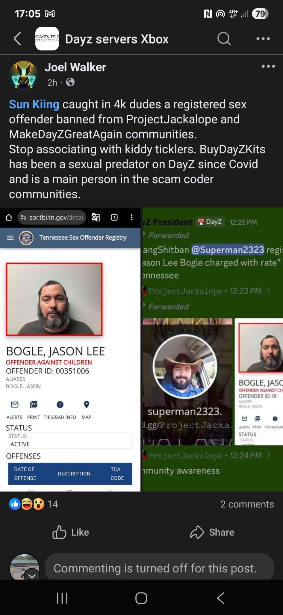 Joel Walker initial post before editing