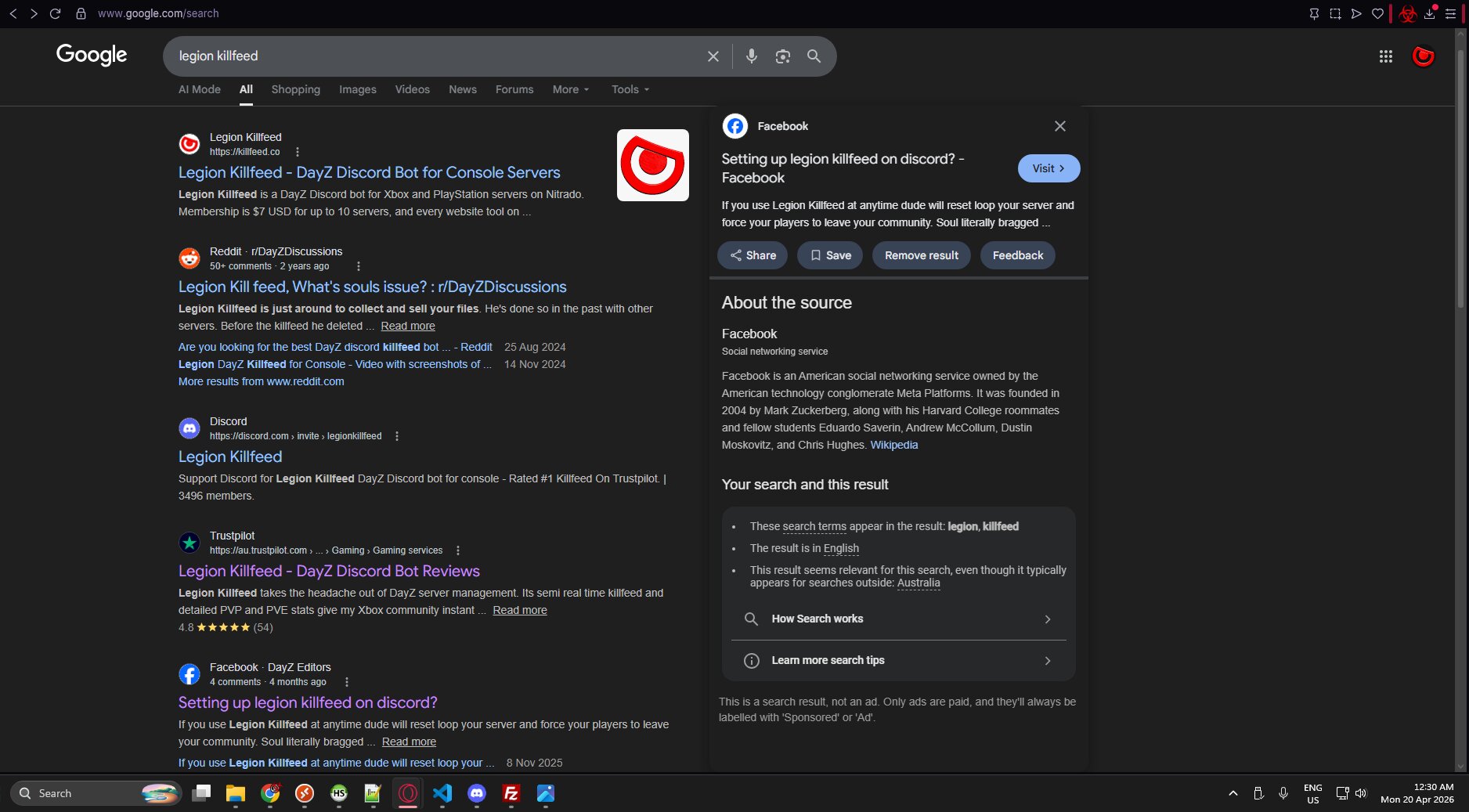 Page-one search result