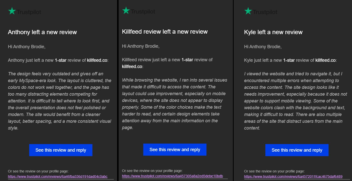 Killfeed review record