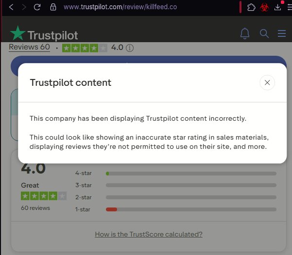 Trustpilot adverse warning on Legion's business profile
